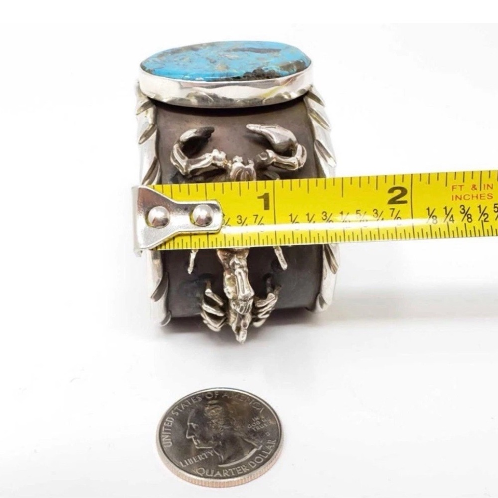 San Felipe Jacob Troncosa Silver and Turquoise Scorpion Cuff Bracelet - Picture 7 of 14